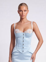 Love Corset. Ice Blue - White Lace