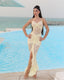 Maris Lace Gown. Yellow