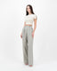 Linen Trousers with Pleats. Olive Green