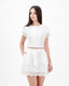 Linen and Lace Embroidery Mini Skirt