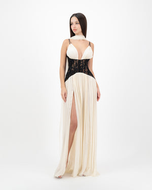 Aphrodite Silk Gown. Soft Buttercream