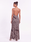 Butterfly Viscose Dress in leopard print - Bendita Boutique Dubai, back view showing open back
