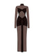Camille Mesh Dress. Brown