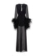Chiffon Dress with Feathers. Black