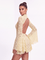 Elara Lace Dress in Yellow - Bendita Boutique Dubai, side view showing open back