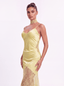 Elise Lace Dress in Yellow - Bendita Boutique Dubai, front view, close-up with lace choker