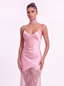 Elise Lace Dress in Pink - Bendita Boutique Dubai, front view, close-up