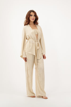 Kimono Jacquard  Set. Beige