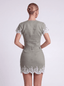 Linen and Lace Embroidery Crop Top. Olive Green