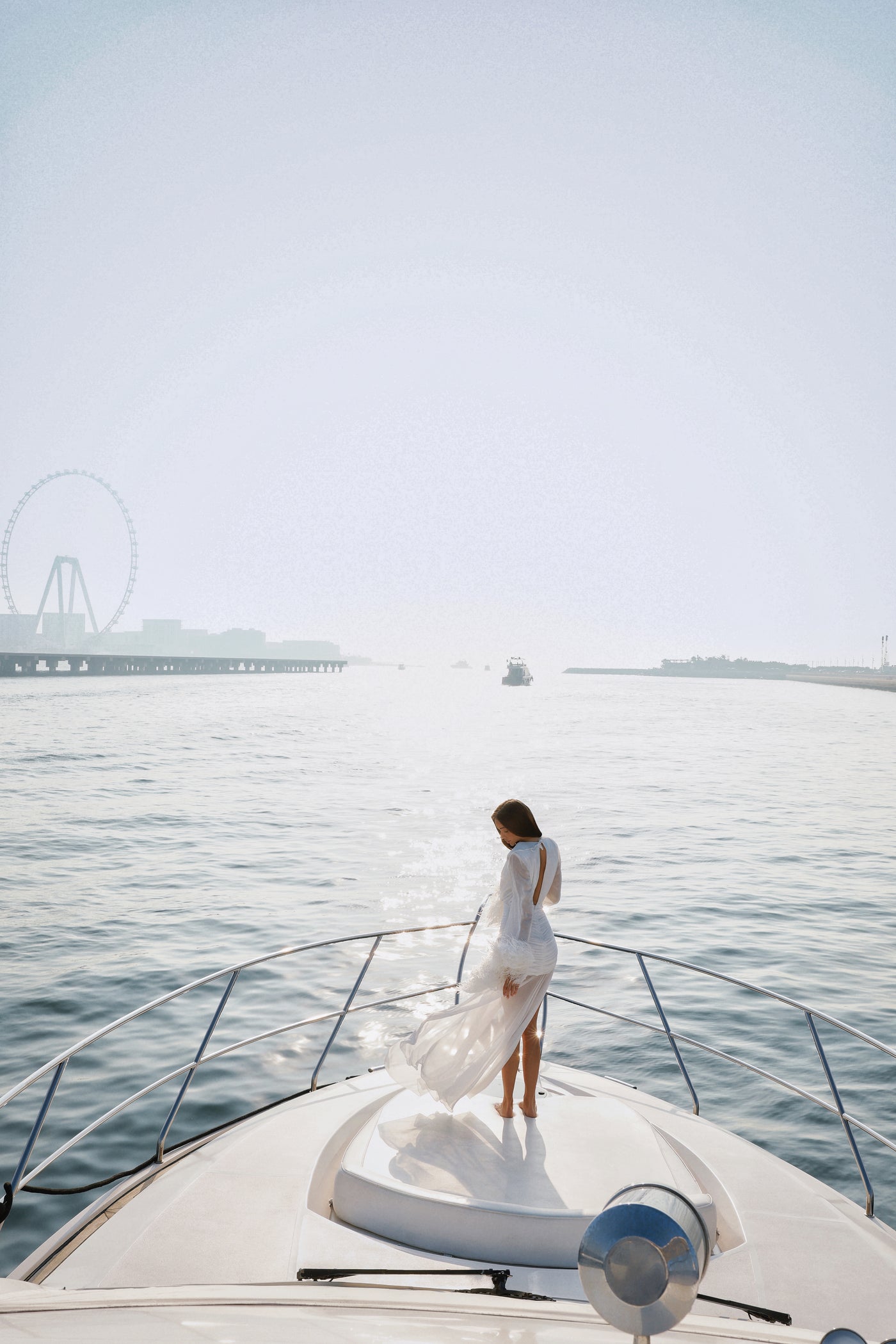 Chiffon Dress with Feathers. Ivory 3