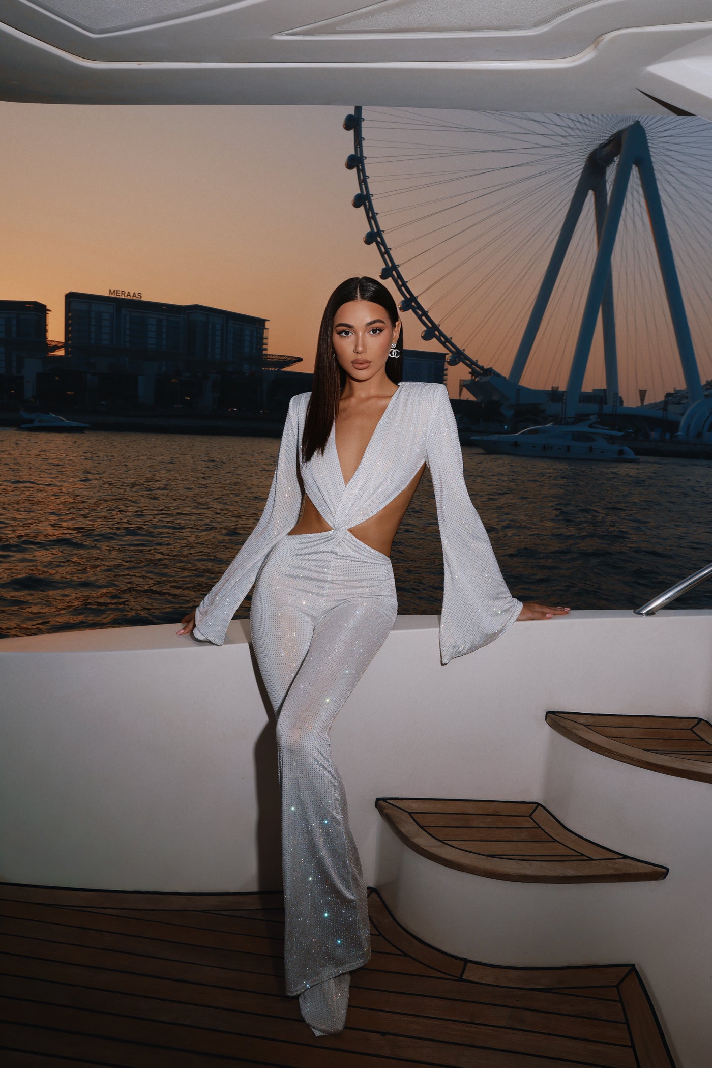 Vivienne Cut-Out Jumpsuit. Crystal White 3