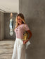 Knitted Cropped Cardigan. Dusty Pink