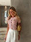 Knitted Cropped Cardigan. Dusty Pink