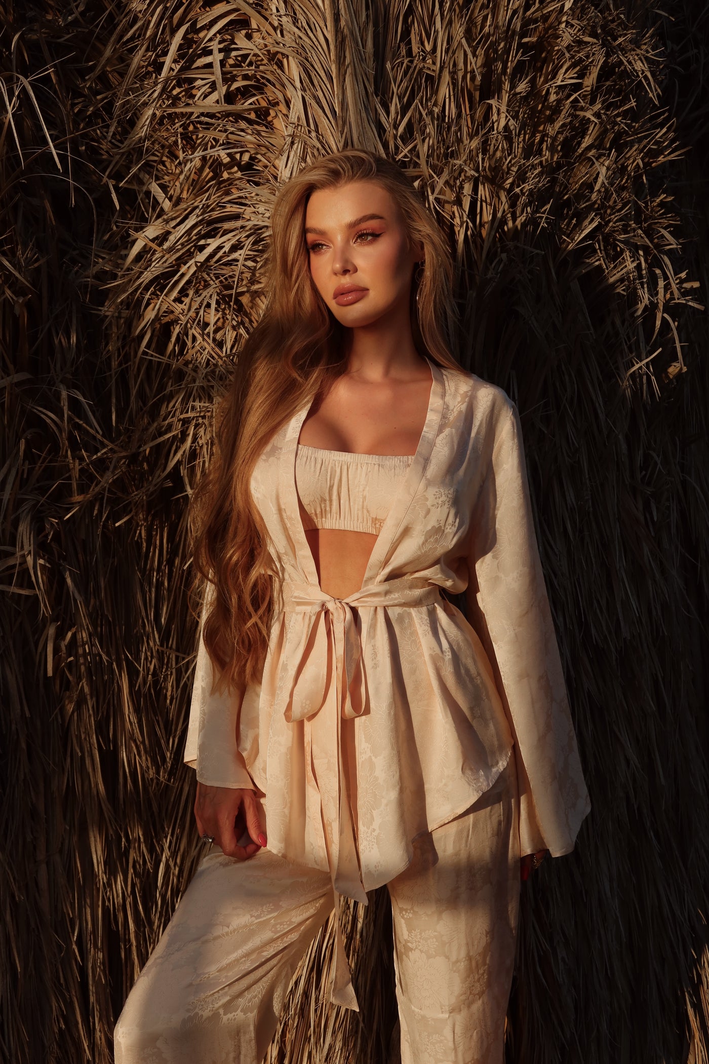 Kimono Jacquard  Set. Beige 2