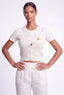 Knitted Cropped Cardigan. White