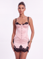 Love Corset. Baby Pink with Black Lace