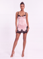Love Corset. Baby Pink with Black Lace