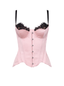 Love Corset in Baby Pink with Black Lace - Bendita Boutique Dubai, flat lay, front, showing black lace trim