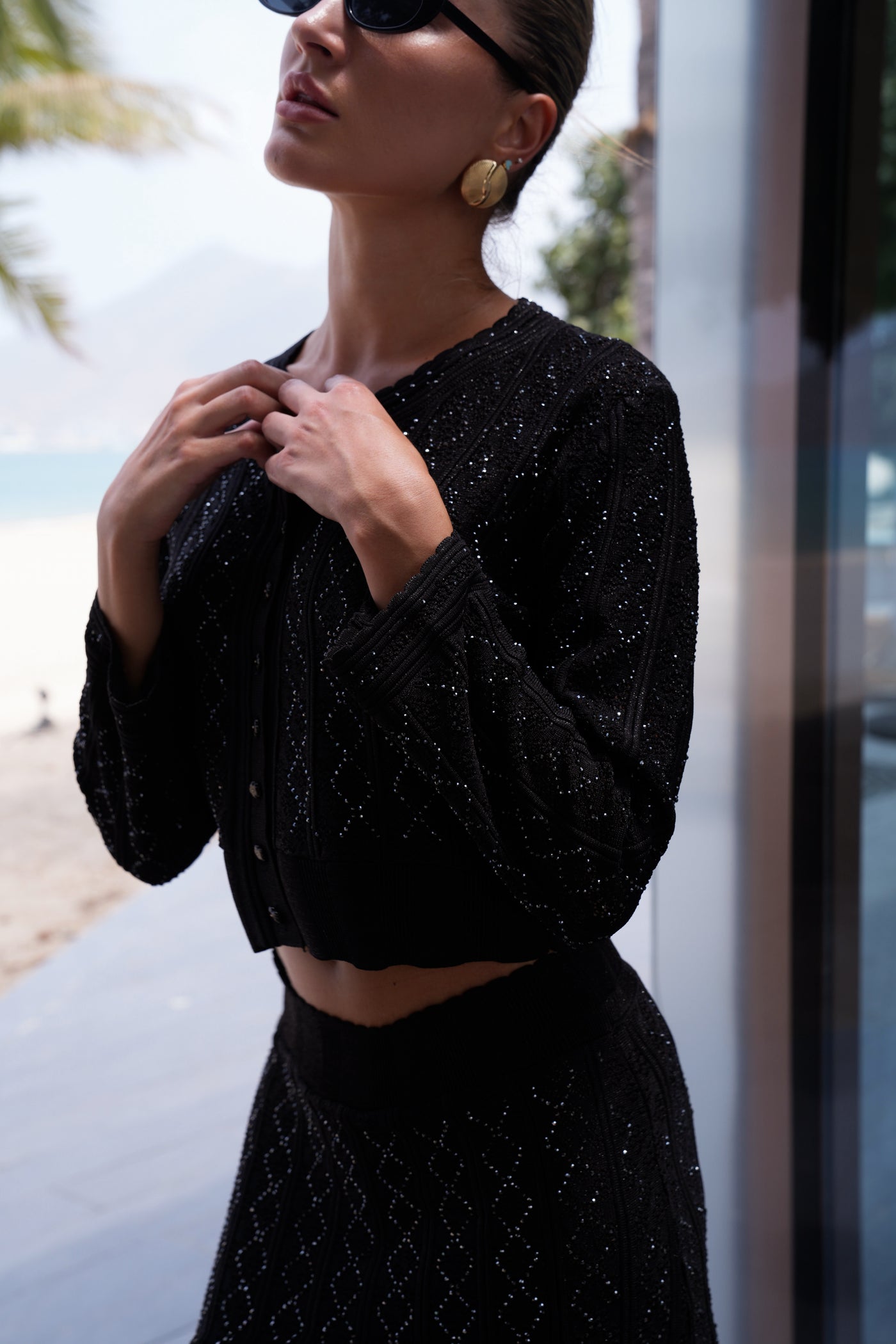 Knitted Crystal Set. Black 2