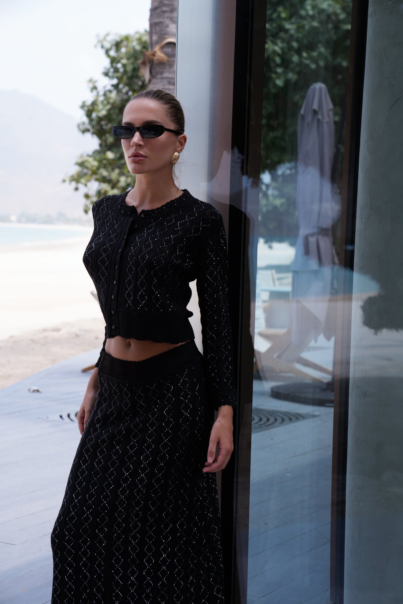 Knitted Crystal Set. Black 4