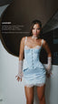 Love Corset. Ice Blue - White Lace