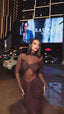 Camille Mesh Dress. Brown