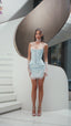 Love Mini Skirt. Ice Blue - White Lace
